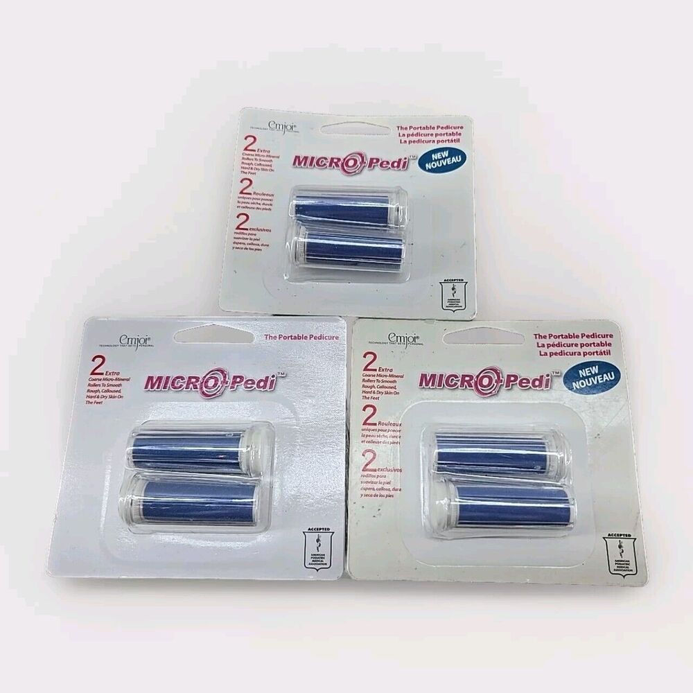 NEW OEM - 3-Pack - Emjoi MICRO PEDI Portable Pedicure 2 Unique Rollers AP-3RP2B